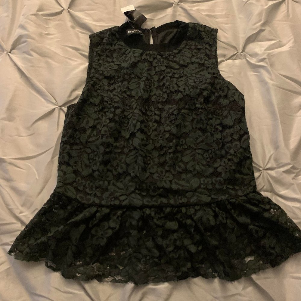 NWT Bebe Lace Flutter Tank Dress Shirt Size L